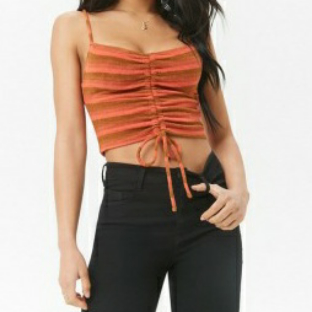Forever 21 Orange and Green striped tank top